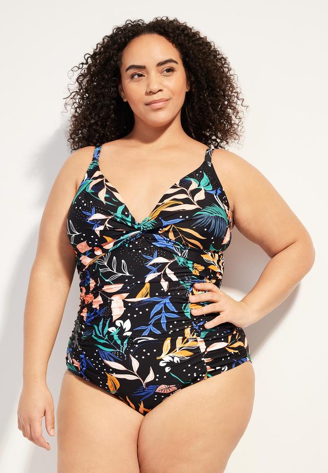 Maurices Plus Size Womens Floral Ruched One Piece Swimsuit Size 3X Product Image