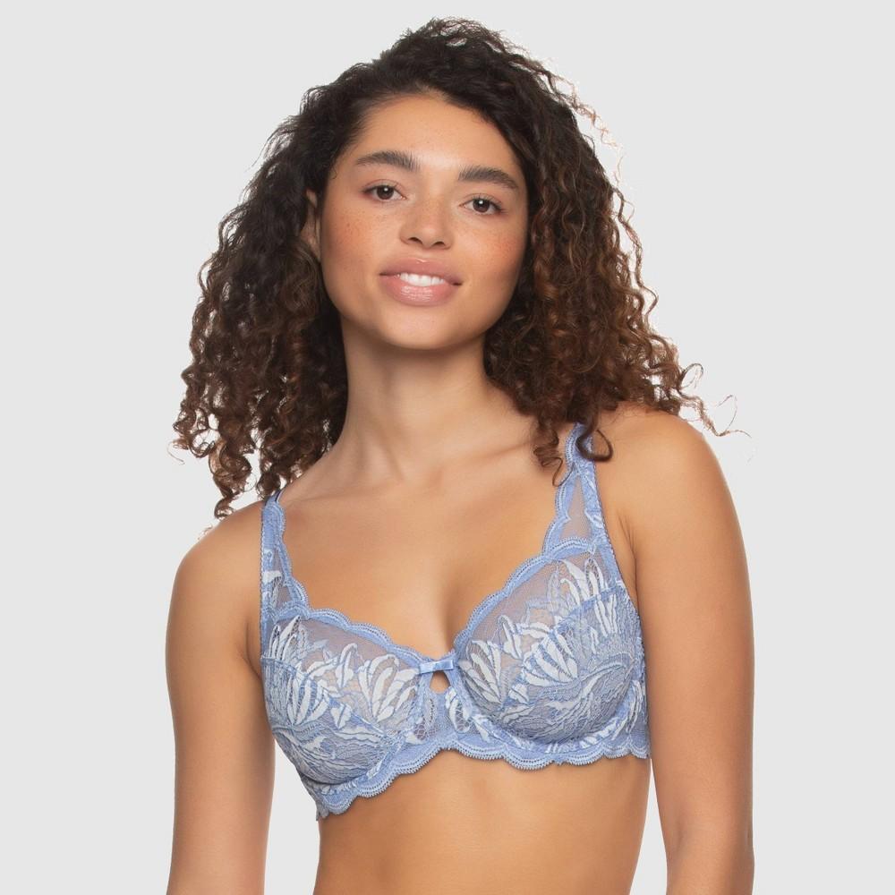 Paramour Womens Peridot Unlined Lace Bra - Periwinkle Blue 44D Product Image