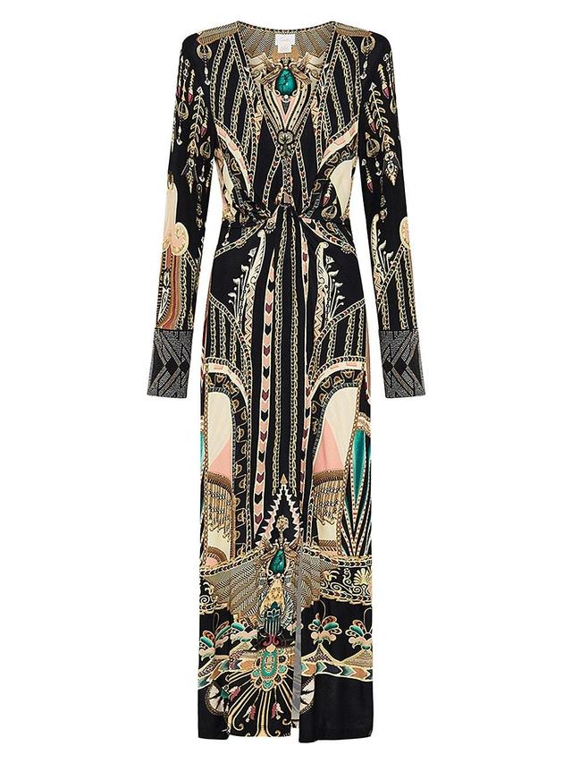 Womens Printed Jersey Long-Sleeve Maxi Dress Product Image