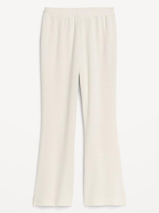 High-Waisted Ribbed Crop Flare Lounge Pants Product Image