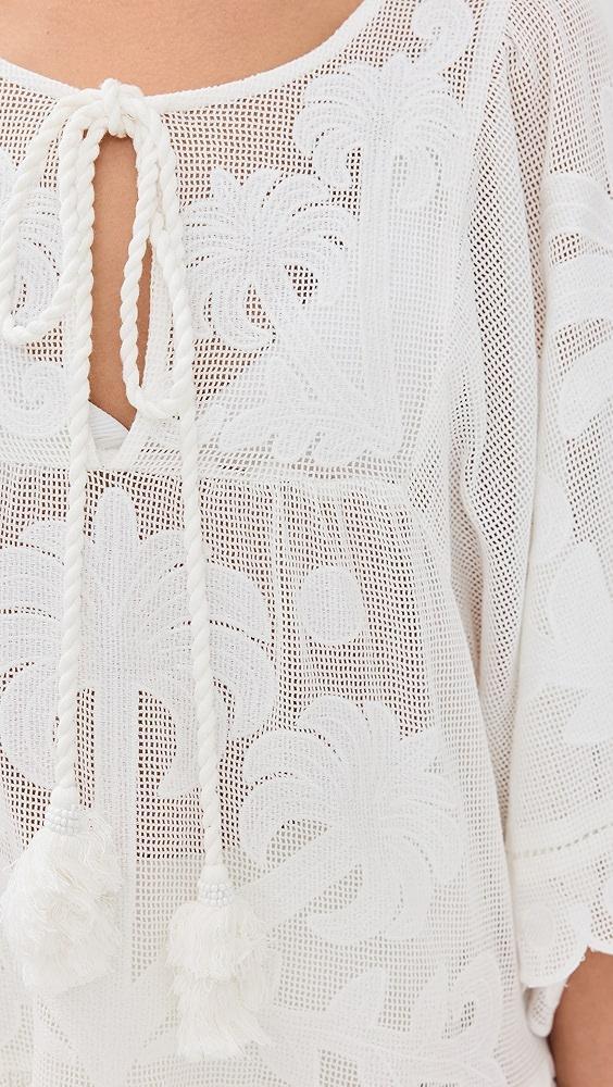 FARM Rio Palm Tree Cutwork White Mini Dress | Shopbop Product Image