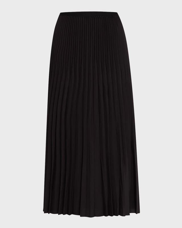 Petite Pleated Wool-Silk Midi Skirt Product Image