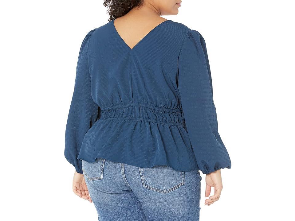 Madewell Plus Saffi Top - Small Seersucker (Craftsman Blue) Women's Blouse Product Image