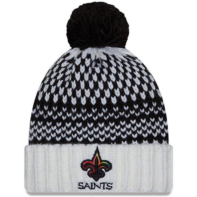 Womens New Era /White New Orleans Saints 2023 NFL Crucial Catch Cuffed Pom Knit Hat Product Image