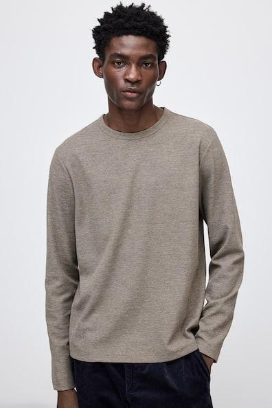 Regular Fit Long-Sleeved Waffled Shirt Product Image