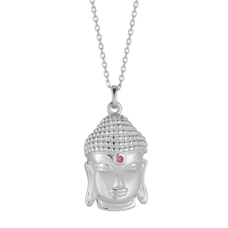 Sunkissed Sterling Cubic Zirconia Buddha Head Necklace, Womens, Silver Tone Product Image