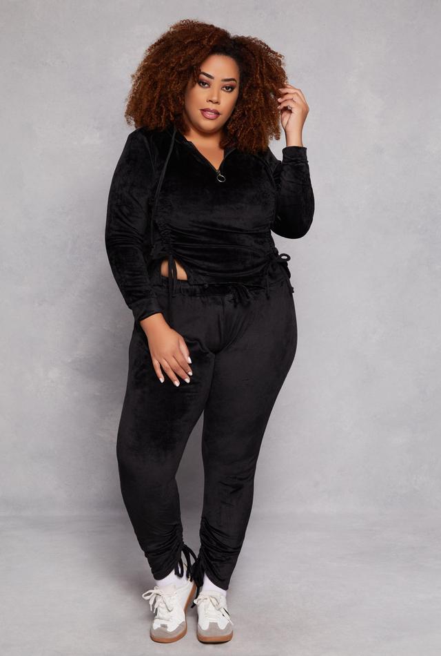 Womens Plus Size Velour Ruched Leg Sweatpants Product Image