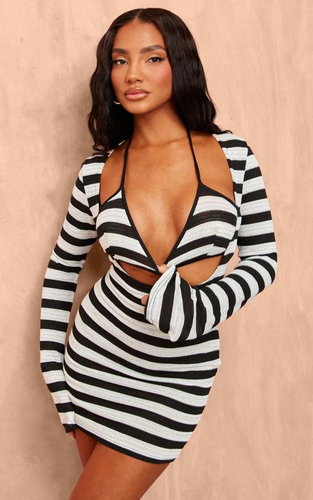 Monochrome Cut Out Bralette Bodycon Dress Product Image