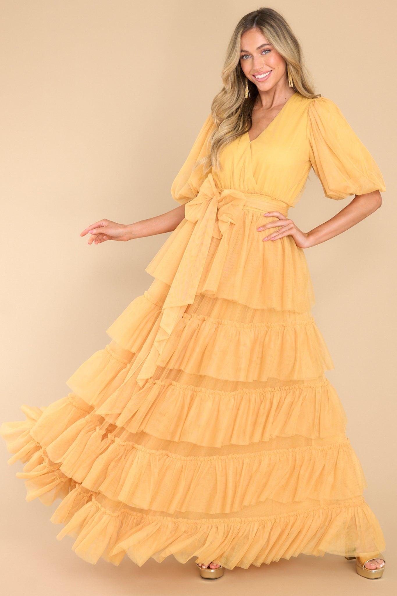 Aura A Beautiful Feeling Yellow Maxi Dress Product Image