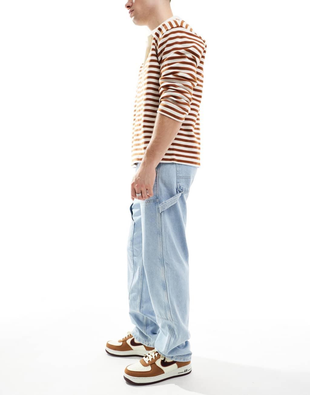 Jack & Jones eddie baggy painter jean in light blue wash  Product Image