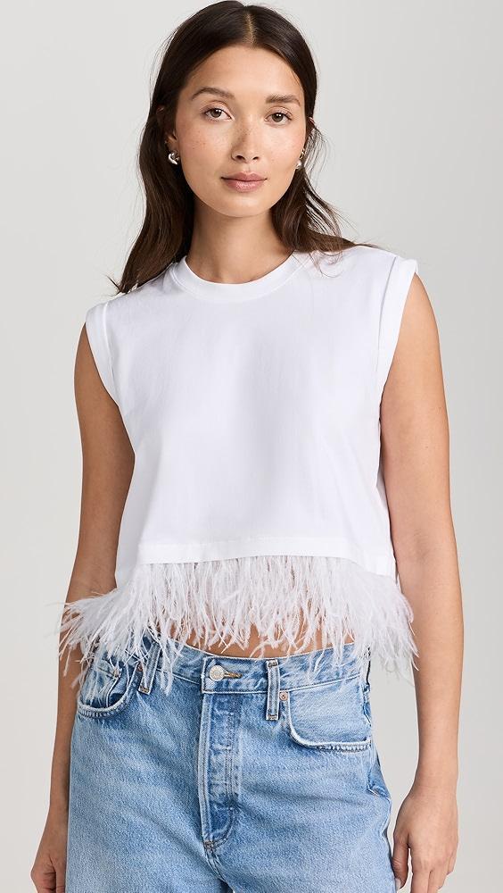 Cinq à Sept Cropped Feather Tee | Shopbop Product Image