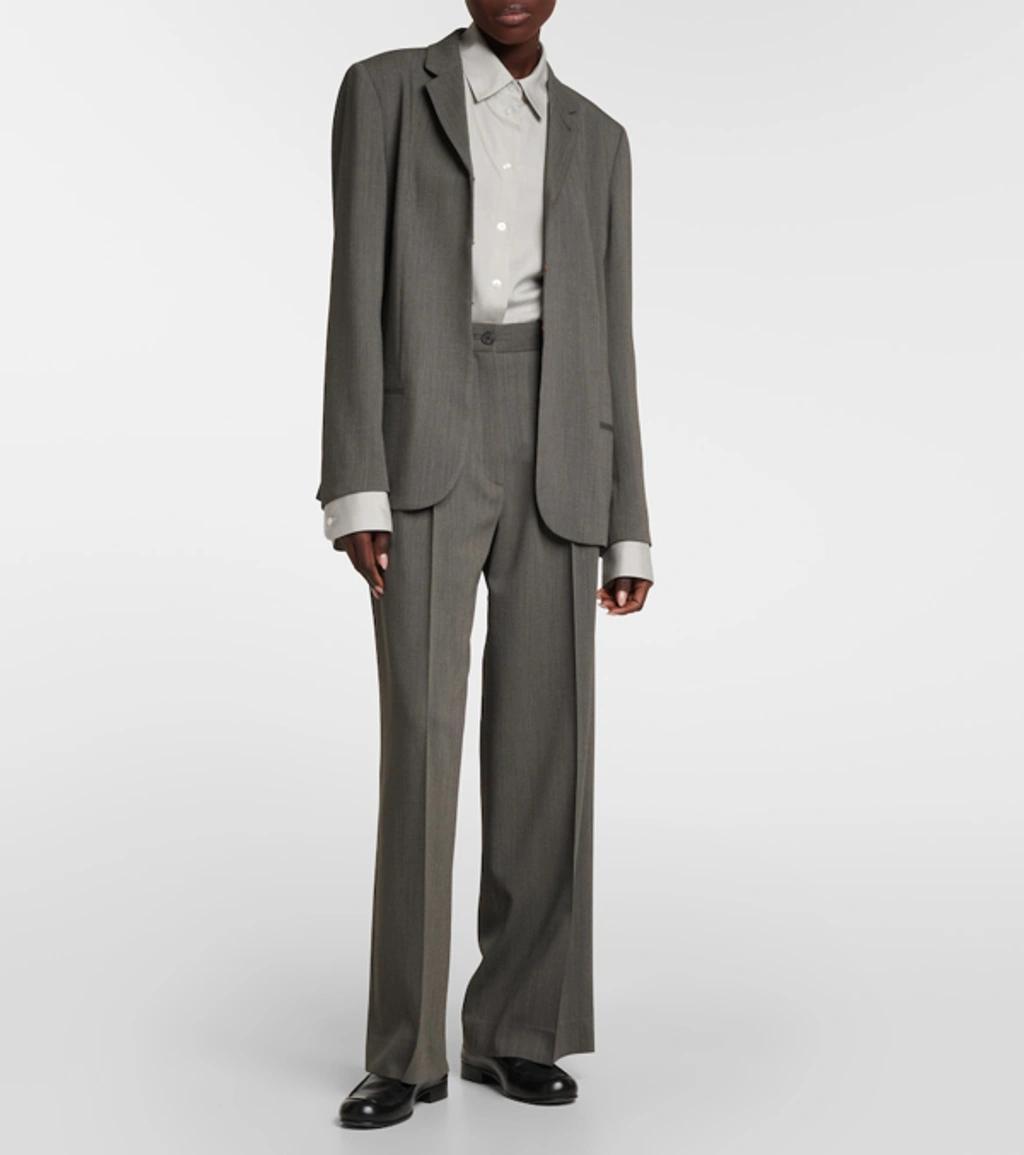 Wool-blend Blazer In Grey Product Image