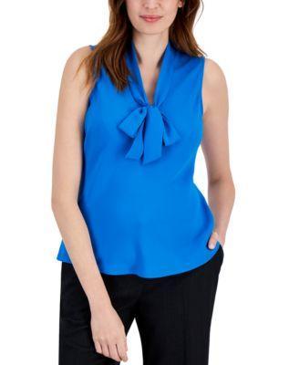 Kasper Sleeveless V-Neck Tie Front Sash Blouse Product Image