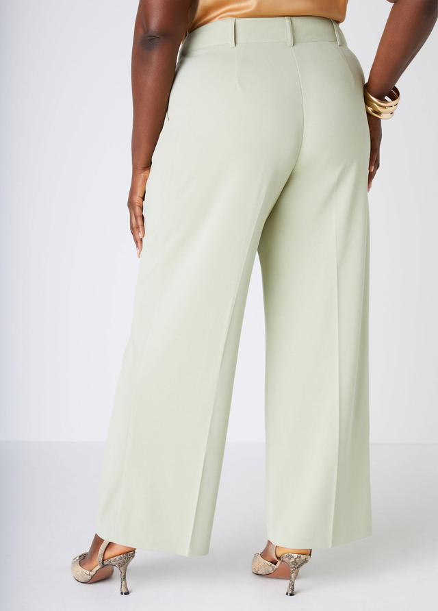 Plus Size High Rise Crepe Trousers, - Ashley Stewart Product Image