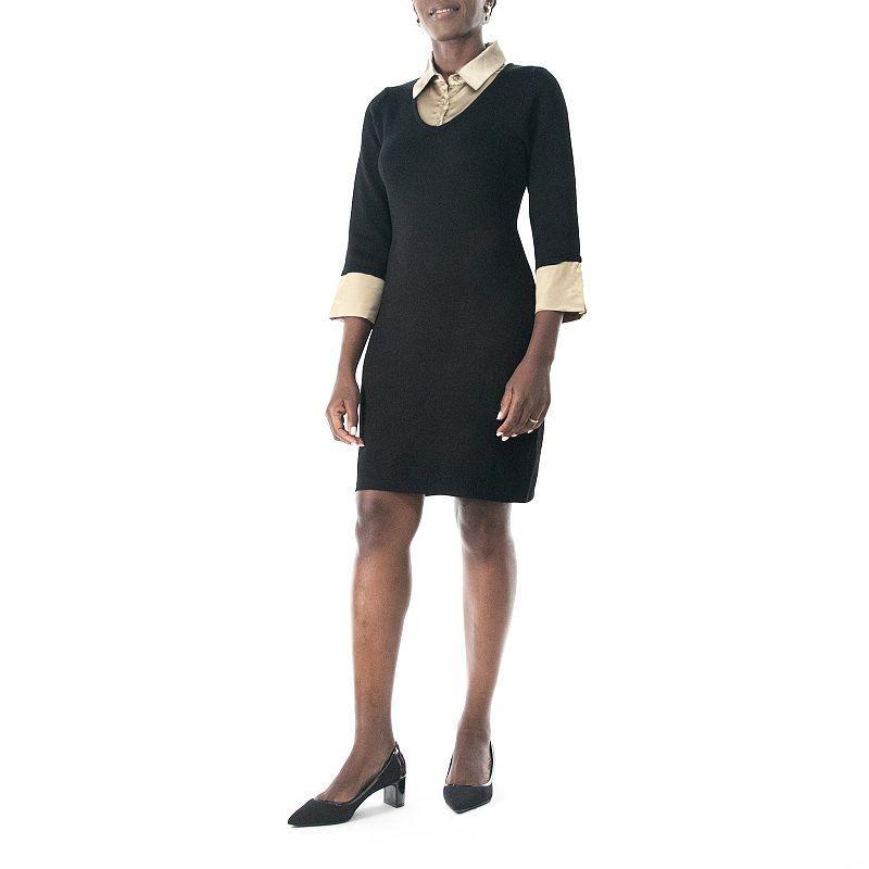 Womens Nina Leonard Three Quarter Sleeve Sweater Dress Product Image