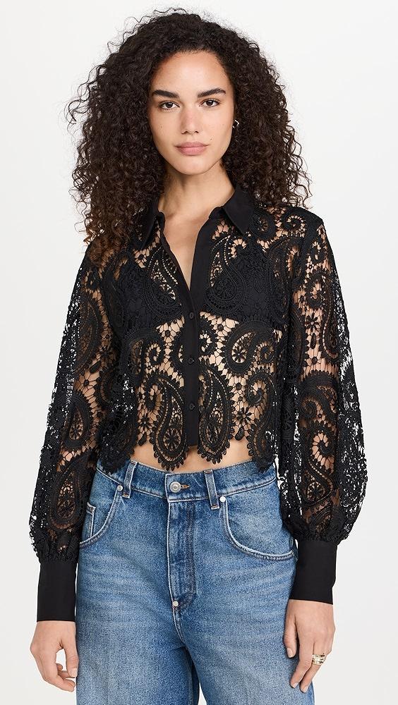 L'AGENCE Odelia Crop Button Down Blouse | Shopbop Product Image