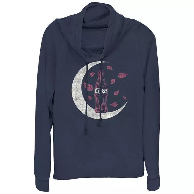 Womens Coca-Cola Bottle Autumn Style Cowlneck Graphic Lightweight Long Sleeve Blue Product Image