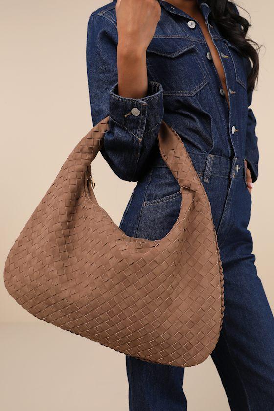 Eirene Brown Woven Vegan Leather Tote Bag Product Image