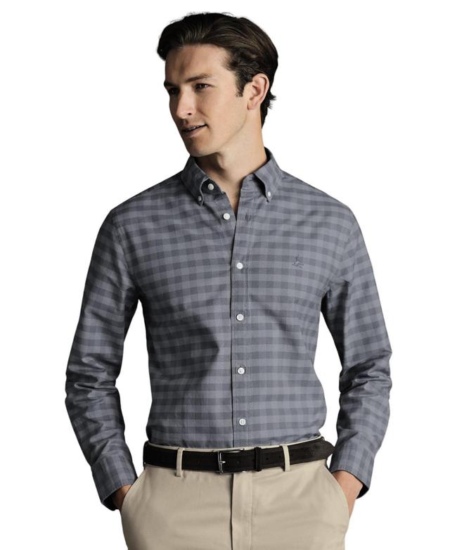 Charles Tyrwhitt Mens Slim Fit Button-Down Collar Washed Oxford Gingham Shirt Product Image