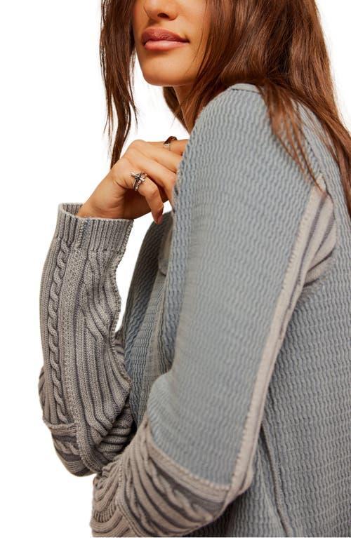 Cable Stitch Sleeve Sweater In Weathervane Combo Product Image