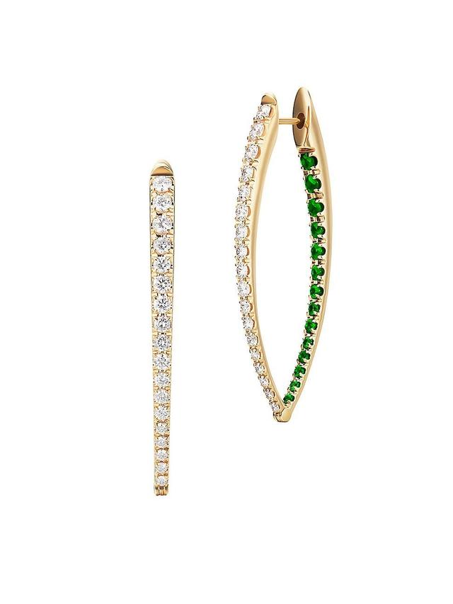 Womens Cristina 18K Yellow Gold, 1.18 TCW Diamond & Tsavorite Garnet Large Marquise Hoop Earrings Product Image