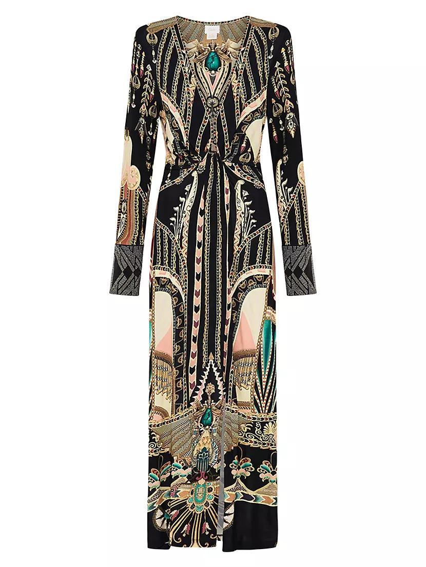 Printed Jersey Long-Sleeve Maxi Dress Product Image