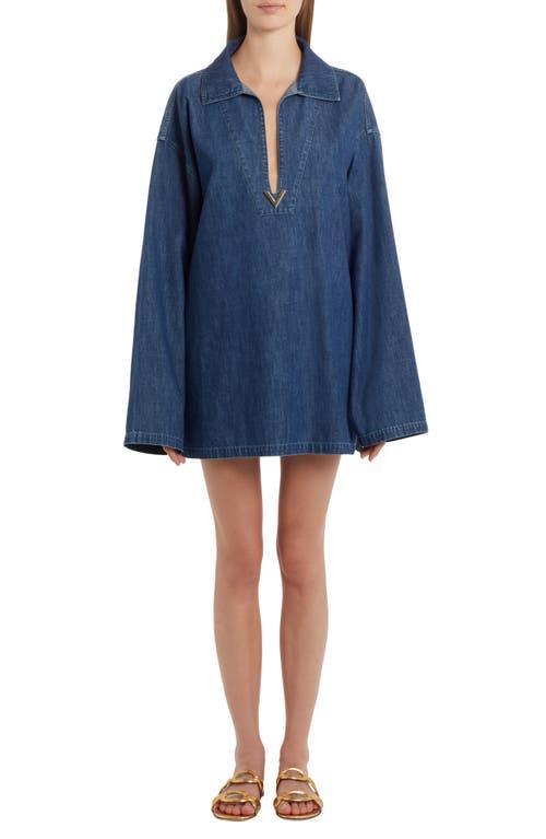 Valentino Garavani Plunge Neck Long Sleeve Denim Tunic Product Image