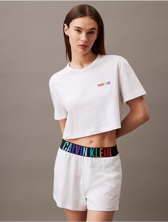 Calvin Klein Womens Intense Power Pride Lounge Sleep T-Shirt - White - M Product Image