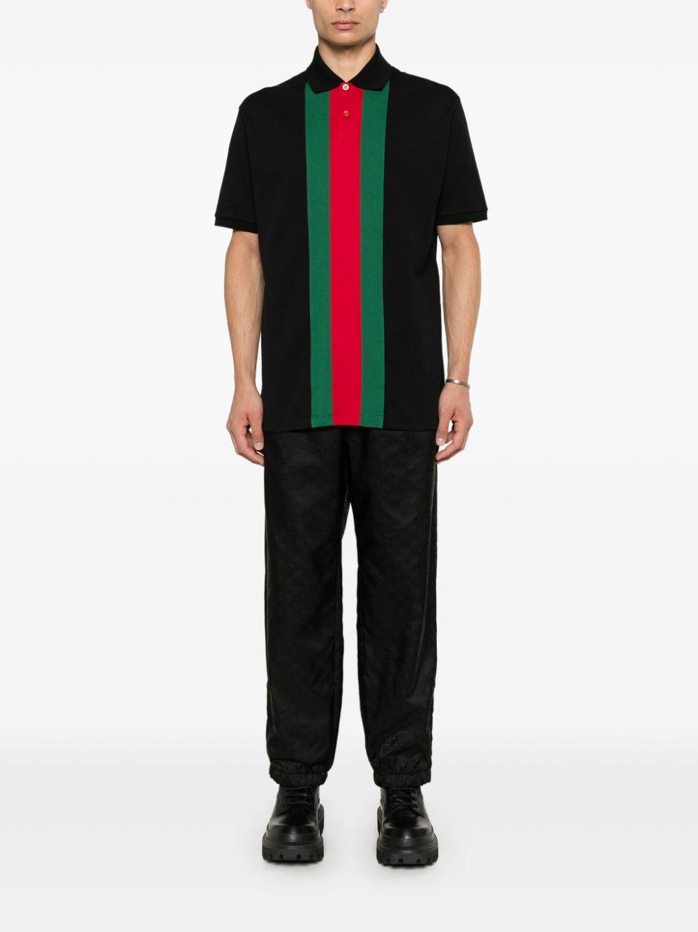 GUCCI Cotton Polo Shirt With Web In Multicolor Product Image