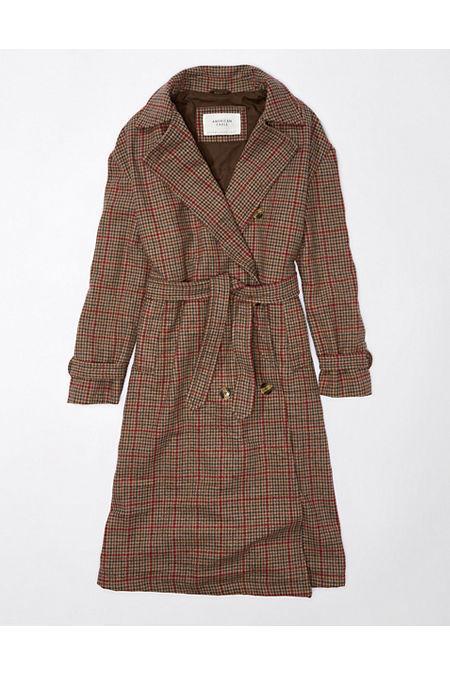 AE Plaid Trench Coat Women's Product Image