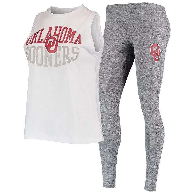 Womens Concepts Sport Charcoal/White Oklahoma Sooners Tank Top & Leggings Sleep Set Product Image