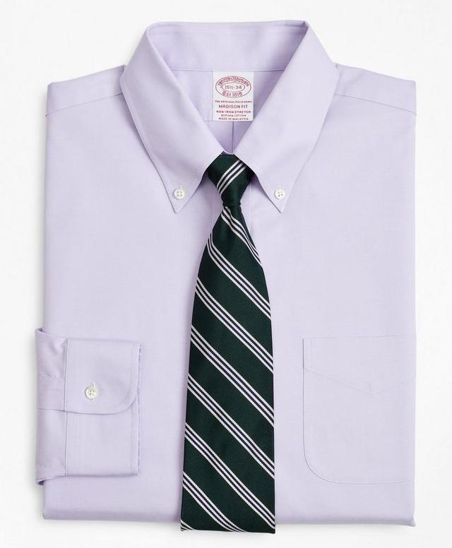 Stretch Madison Relaxed-Fit Dress Shirt, Non-Iron Pinpoint Button-Down Collar Product Image