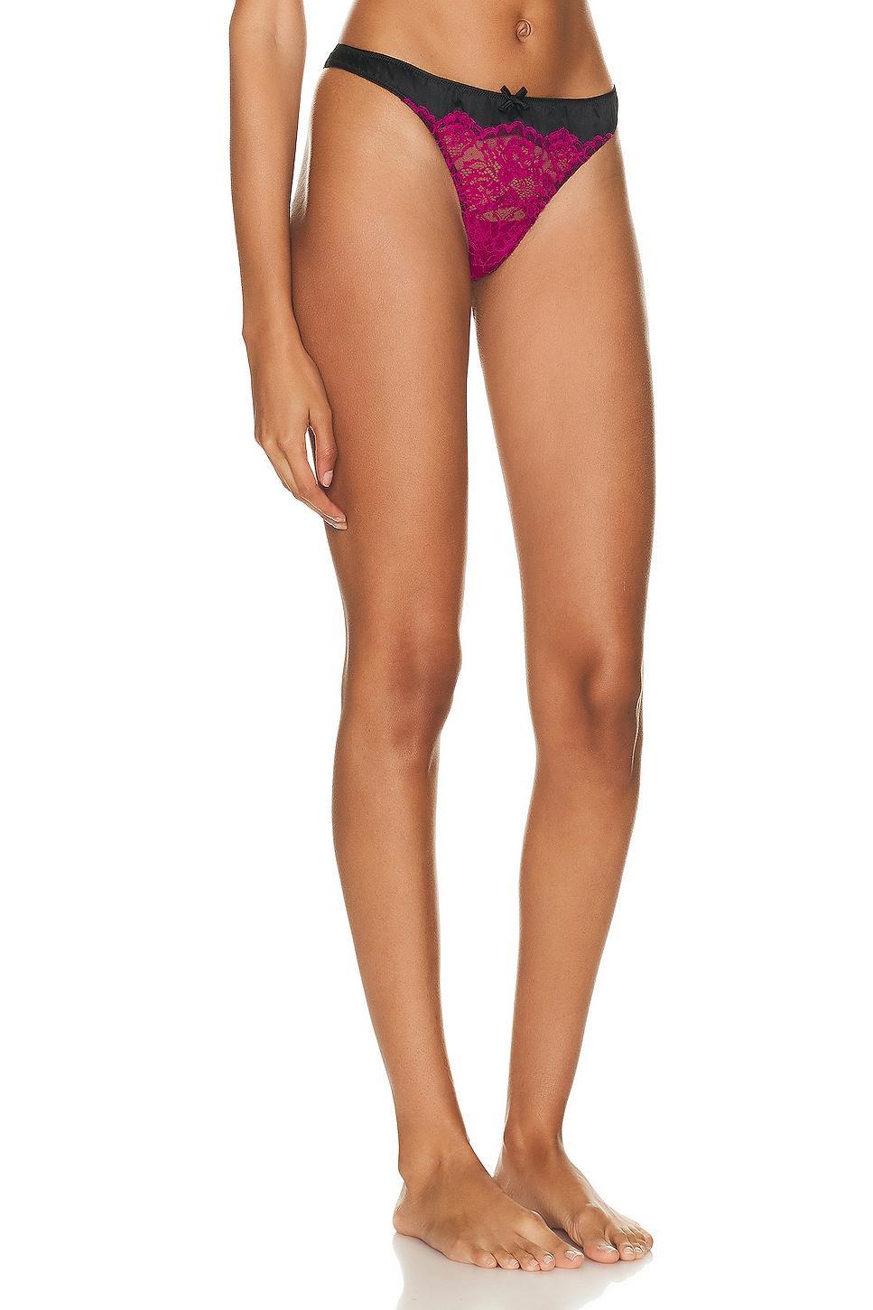 fleur du mal Roxy Lace Thong Fuchsia. (also in ). Product Image