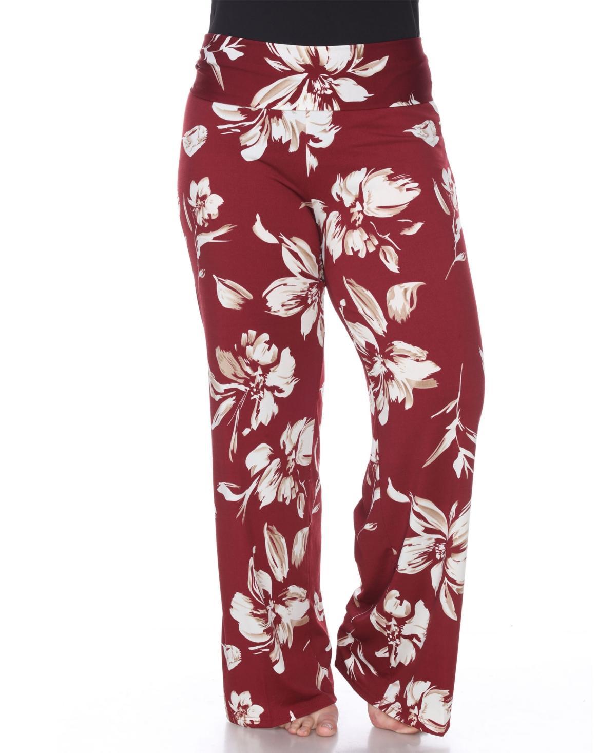 White Mark Plus Size Floral Wide Leg Palazzo Pants Product Image