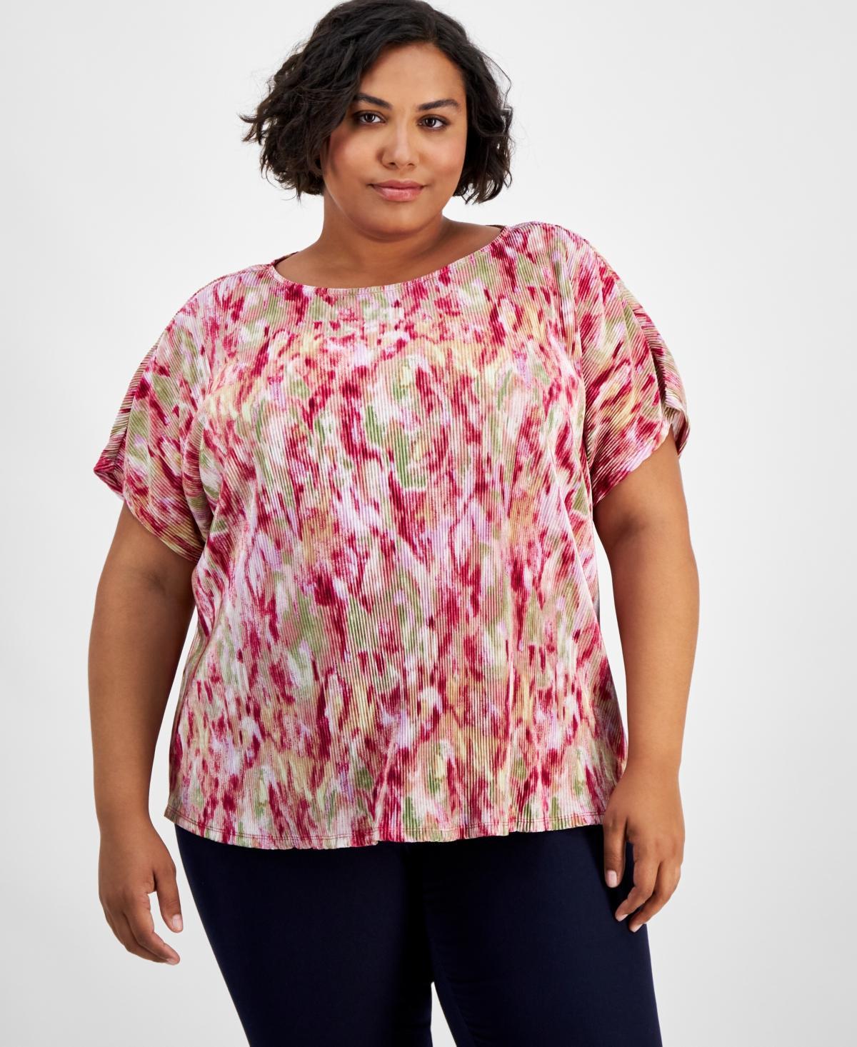 Jm Collection Plus Size Womens Pleated Dolman-Sleeve Top, Created for Macys Product Image