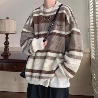 Crew Neck Striped Loose-Fit Sweater product image