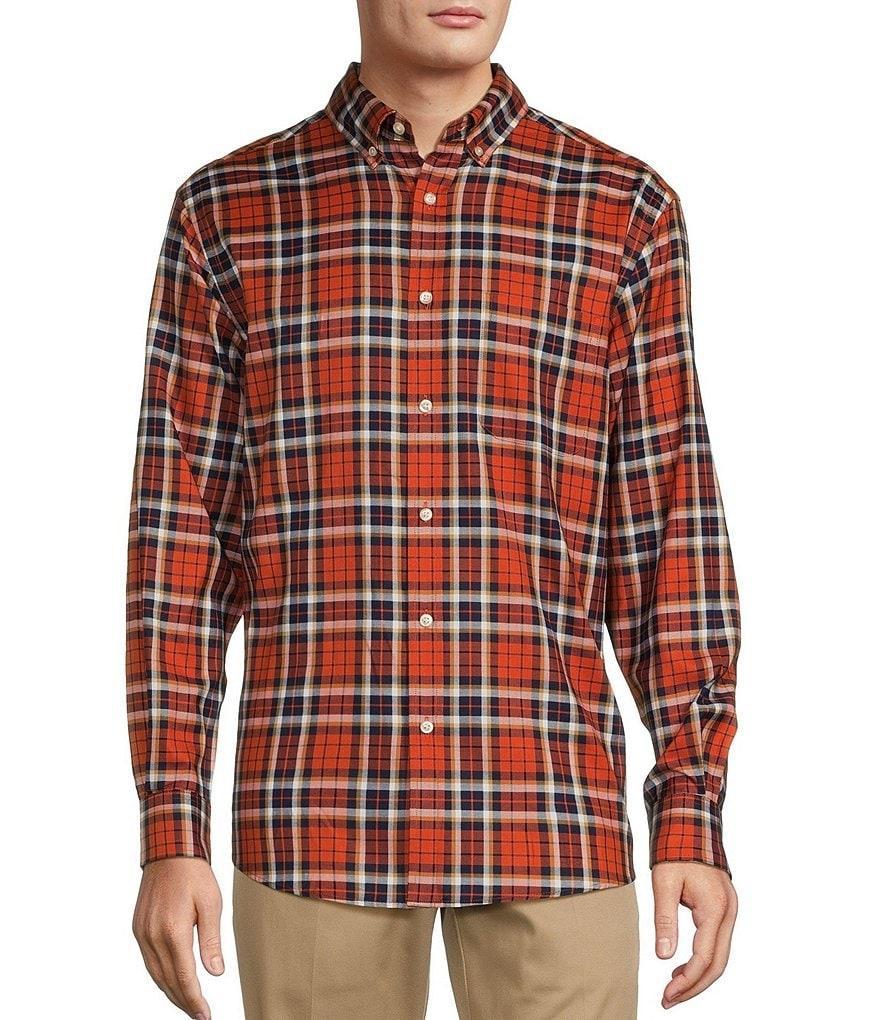 Roundtree & Yorke Long Sleeve Medium Plaid Oxford Sport Shirt Product Image