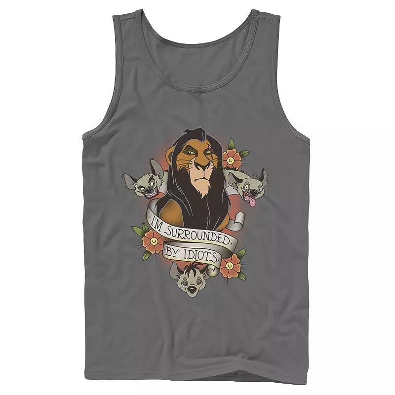 Disneys The Lion King Scar With Hyenas Mens Surrounded By Idiots Tank Top Grey Product Image