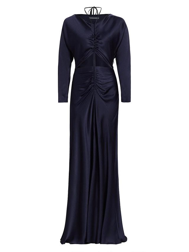 Womens Satin Ruched Cut-Out Maxi Dress Product Image