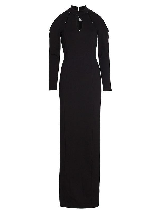 Womens Long Sleeve Crepe Cut-Out Gown Product Image