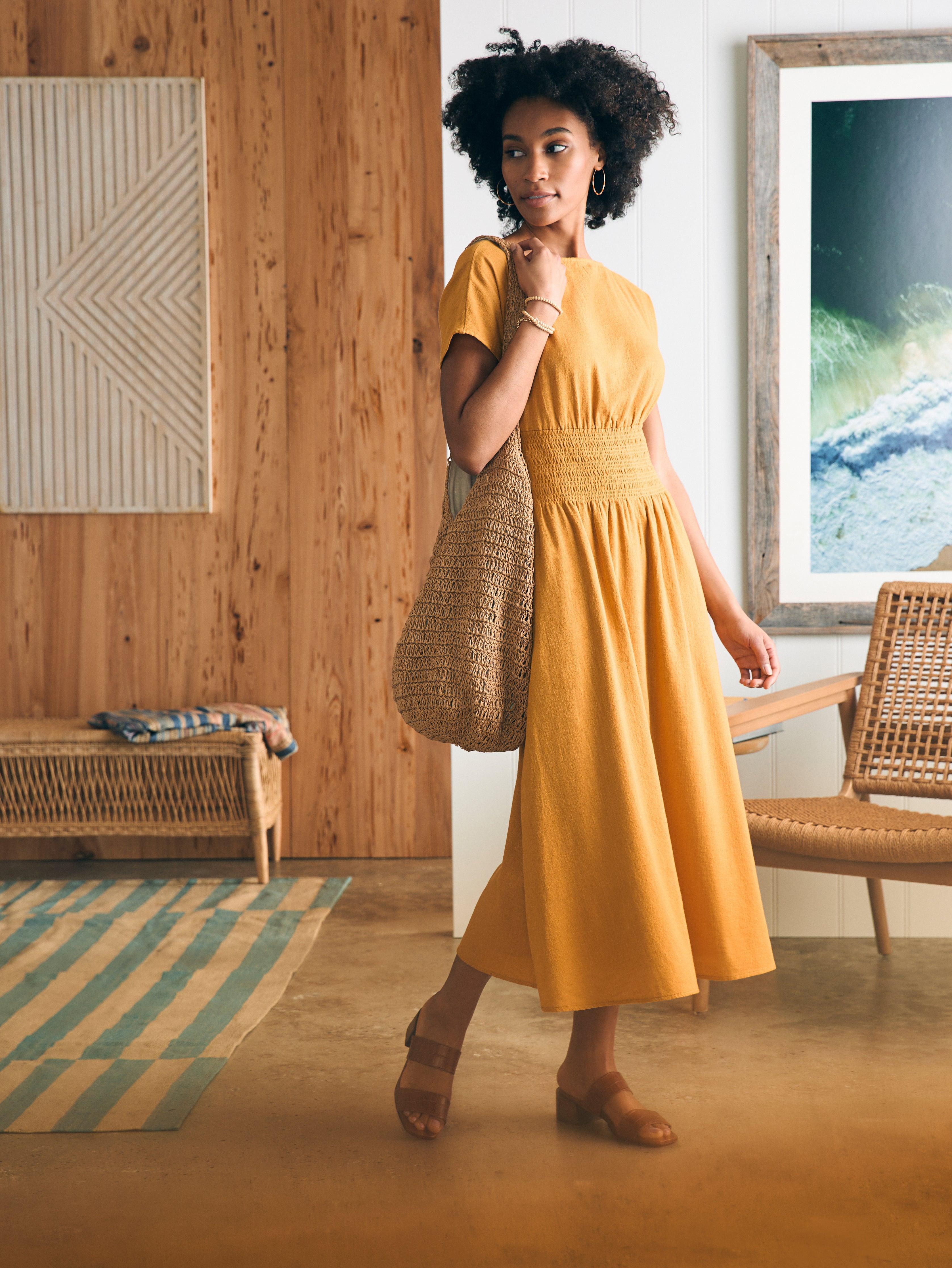 Coast To Coast Midi Dress - Honey Mustard Female Product Image