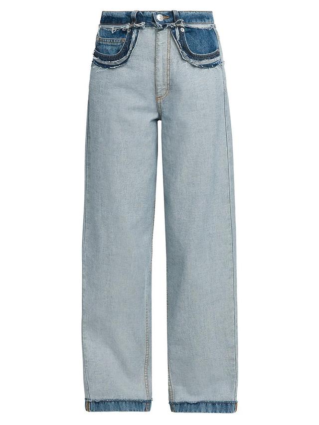 Womens Two-Toned Wide-Leg Jeans Product Image