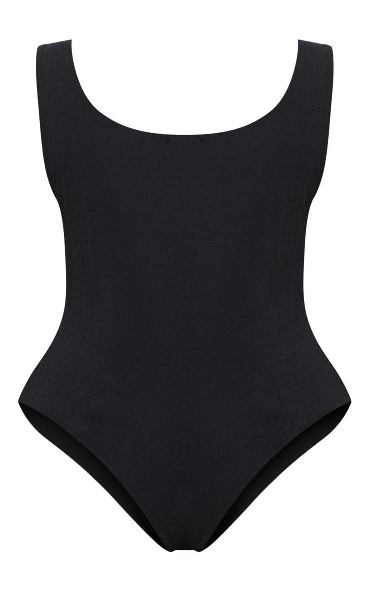 Plus Black Slinky Square Neck Thong Bodysuit Product Image