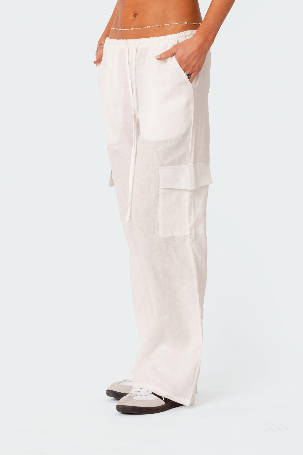 Lyric Linen Look Cargo Pants Product Image