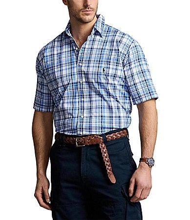 Polo Ralph Lauren Big  Tall Classic Fit Plaid Performance Stretch Short Sleeve Twill Woven Shirt Product Image