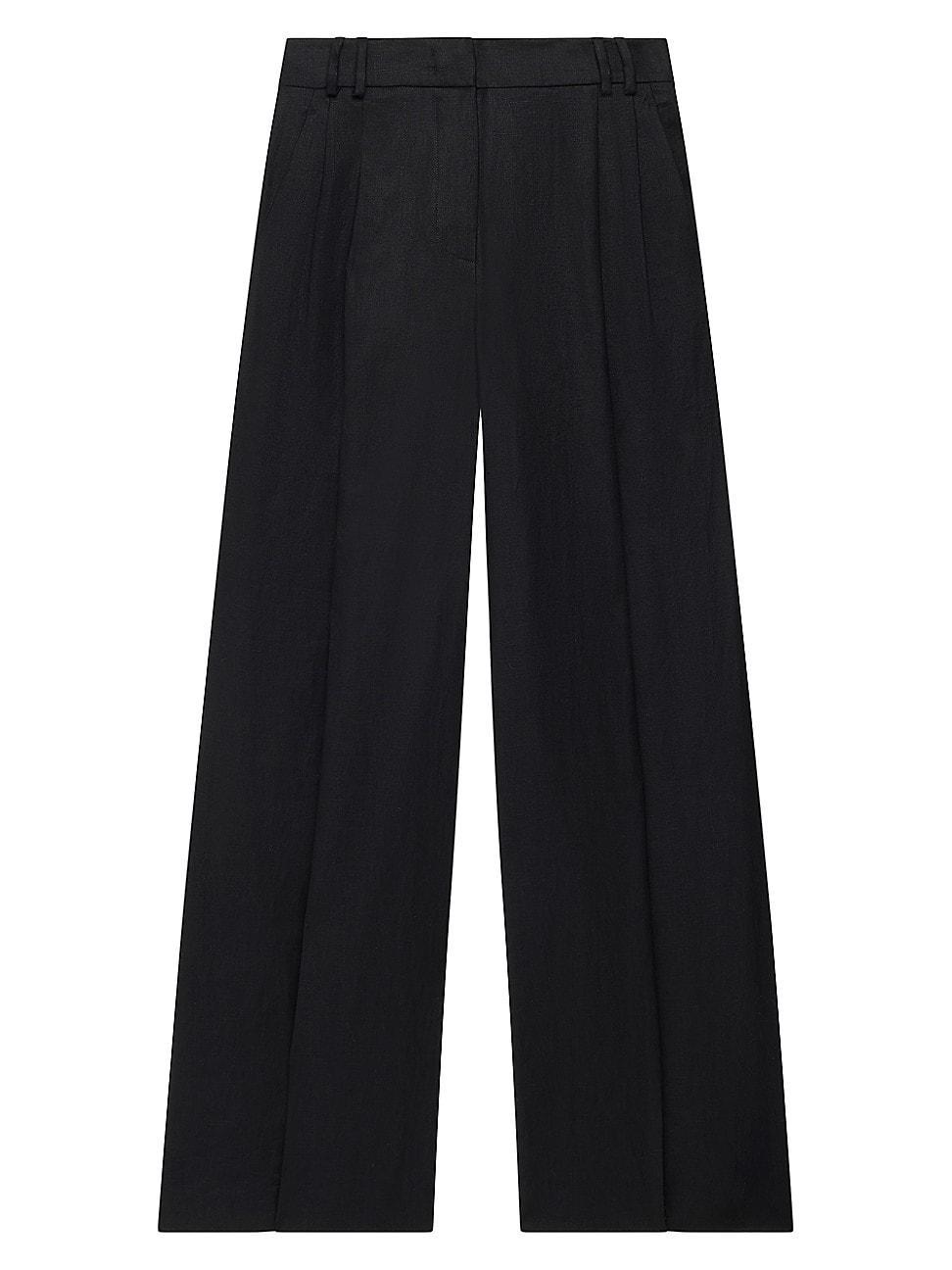 Womens Pleated Linen Trousers Product Image