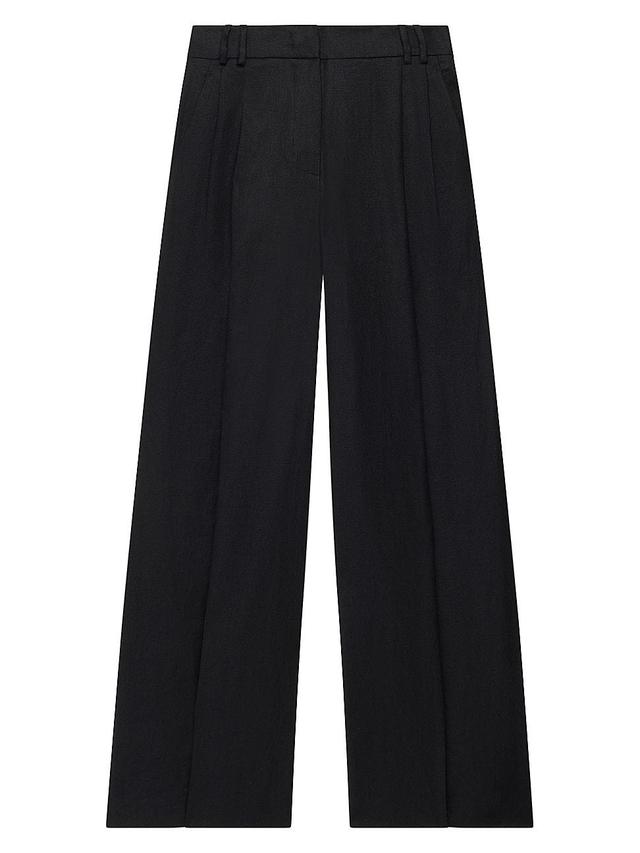 Womens Pleated Linen Trousers Product Image