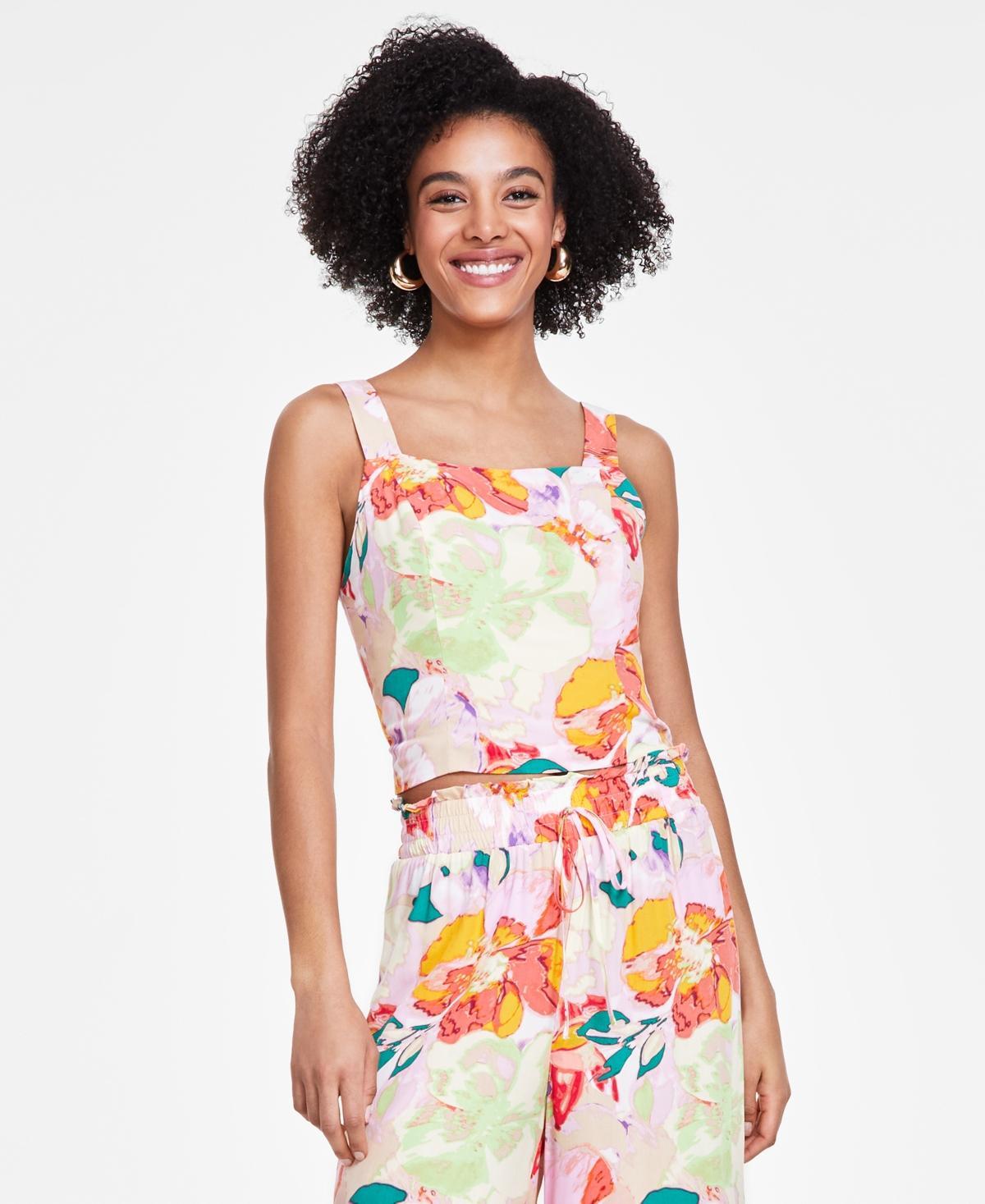 Bar Iii Womens Floral-Print Square-Neck Tank Top, Created for Macys Product Image