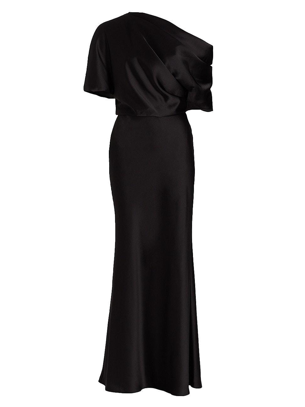 Womens Satin One-Shoulder Gown Product Image