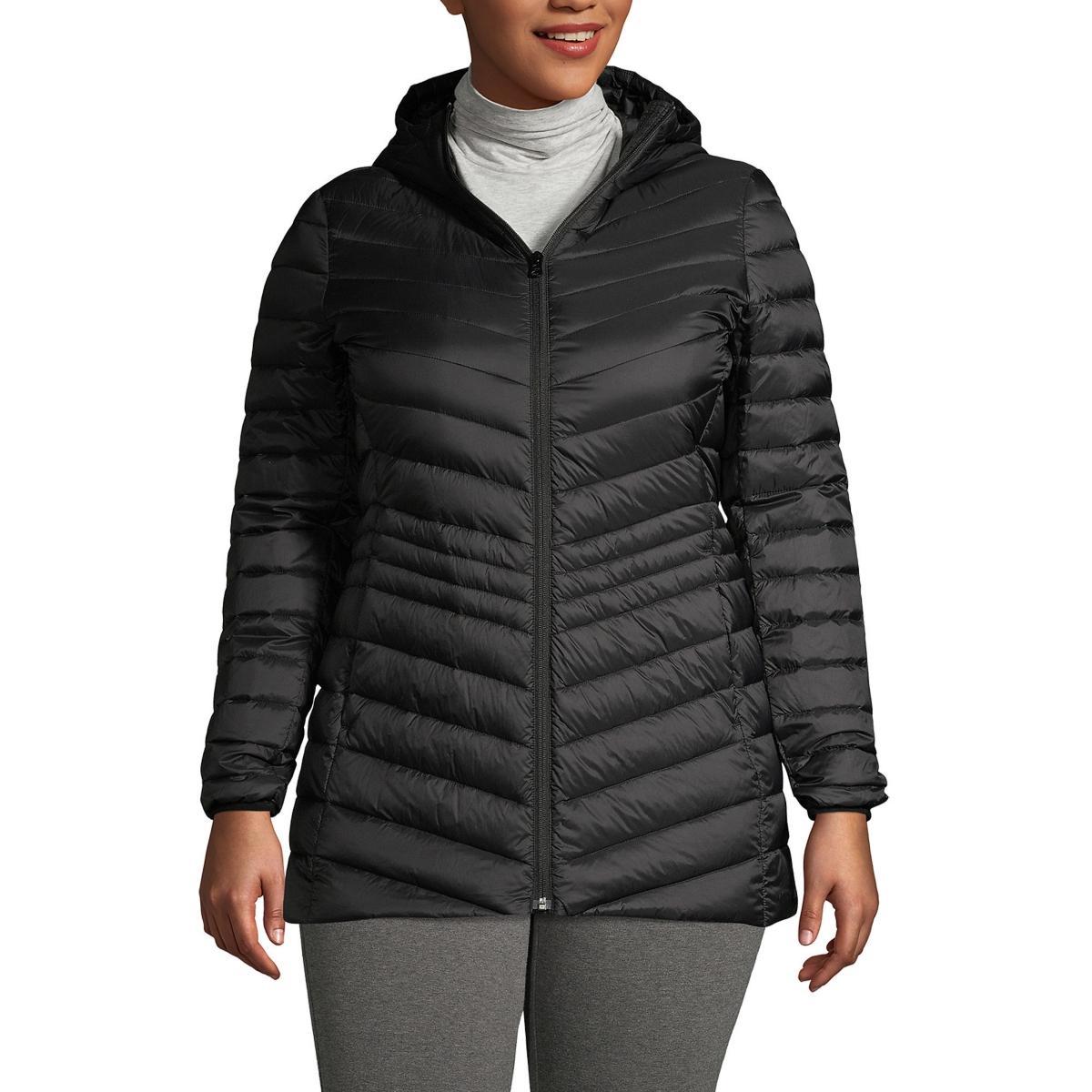 Womens Lands End Hooded Down Wanderweight Ultralight Packable Jacket Product Image